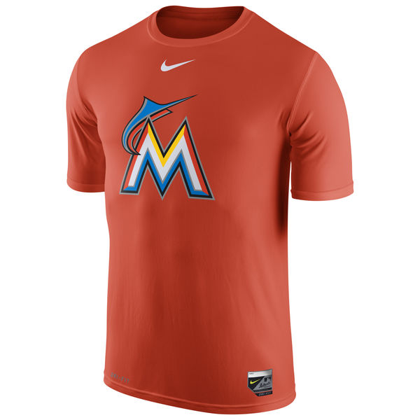 MLB Men Miami Marlins Nike Authentic Collection Legend Logo 1.5 Performance TShirt  Orange